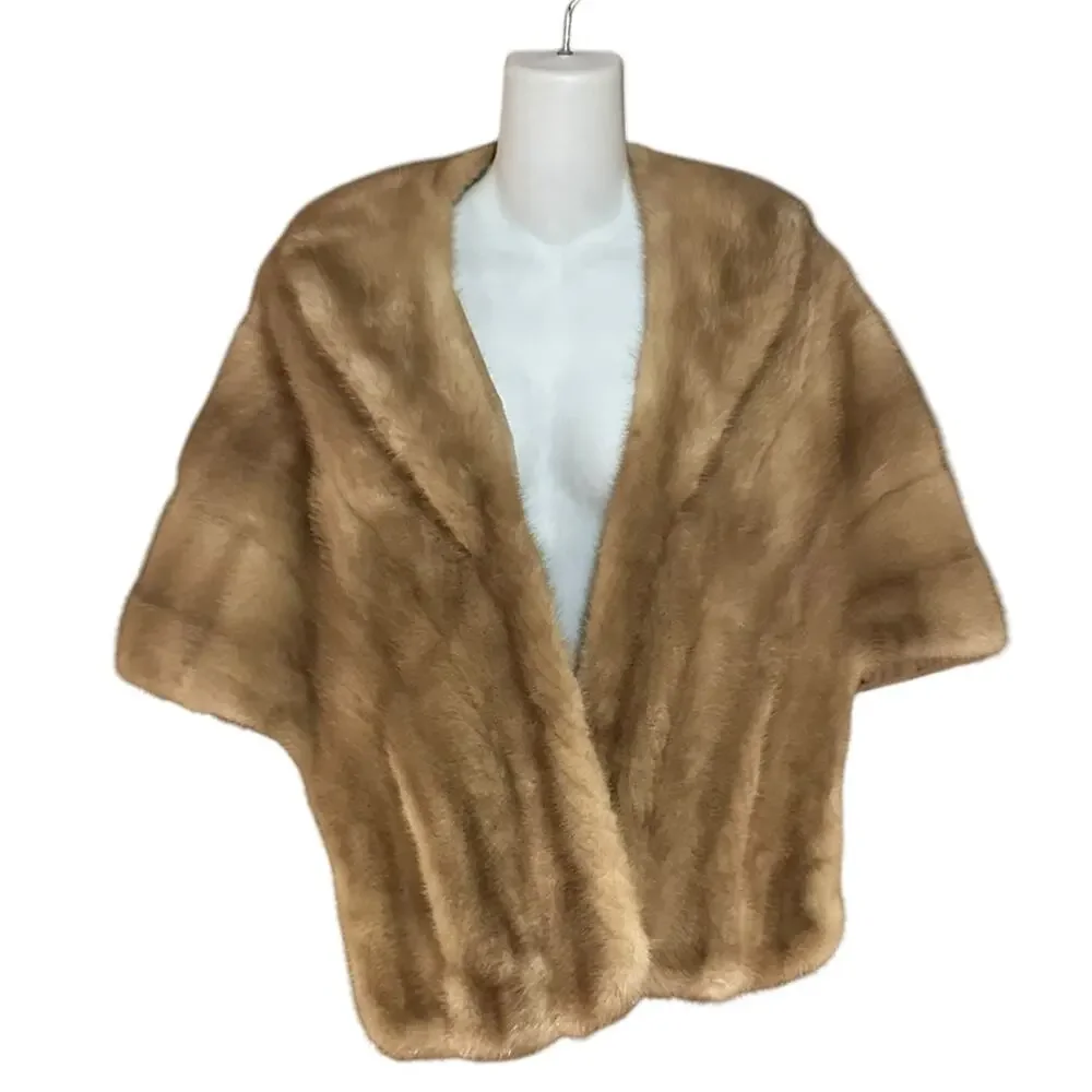 Vintage Palomino Mink Stole Medium/Large with Pockets